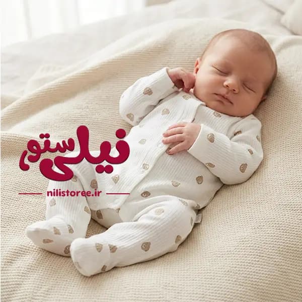 سرهمی جورابدار نوزاد طرح خرس برند ناینوم Nayinom کد 1957