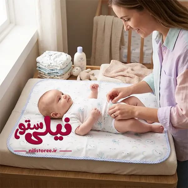 زیر انداز تعویض نوزاد طرح ماه برند بیبی لایک Baby like