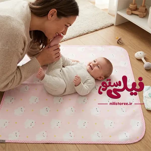 زیر انداز تعویض نوزاد طرح گربه صورتی برند بیبی لایک Baby like
