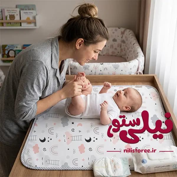زیر انداز تعویض نوزاد طرح ماه و ستاره برند بیبی لایک Baby like