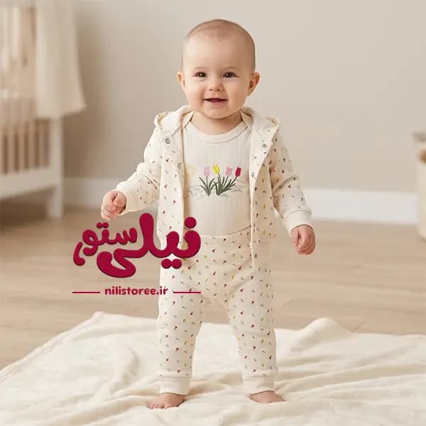 ست سه تکه نوزاد طرح گل برند ناینوم nayinom