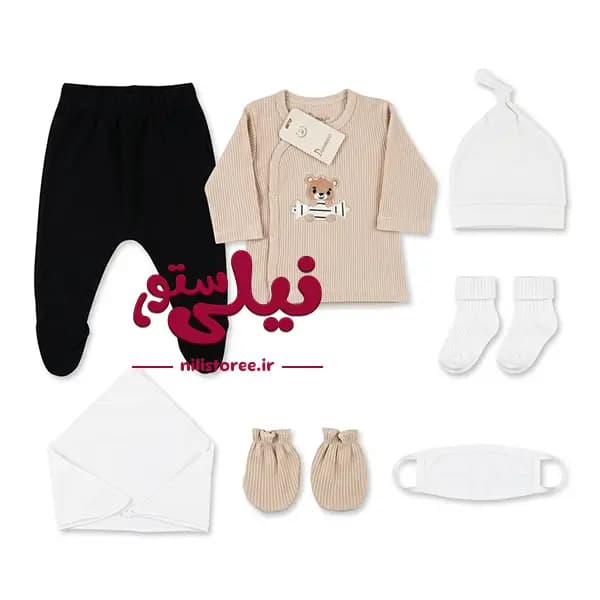 ست 19 تکه جعبه ای نوزادی طرح خرس خلبان برند Danaloo کد 617 — تصویر ۴
