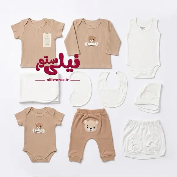 ست 19 تکه جعبه ای نوزادی طرح خرس خلبان برند Danaloo کد 617 — تصویر ۳