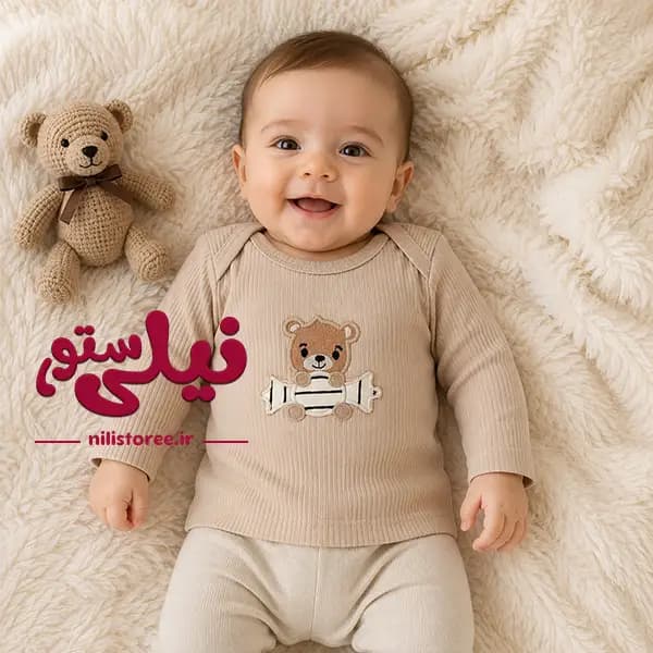 ست 19 تکه جعبه ای نوزادی طرح خرس خلبان برند Danaloo کد 617 — تصویر ۵