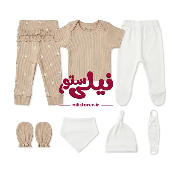ست 19 تکه جعبه ای نوزادی طرح گل بابونه Danaloo کد 586 — تصویر ۷