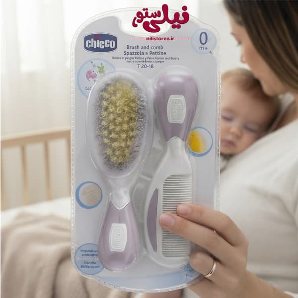 ست دو عددی شانه و برس نوزاد برند سیکو cihcco — تصویر ۲