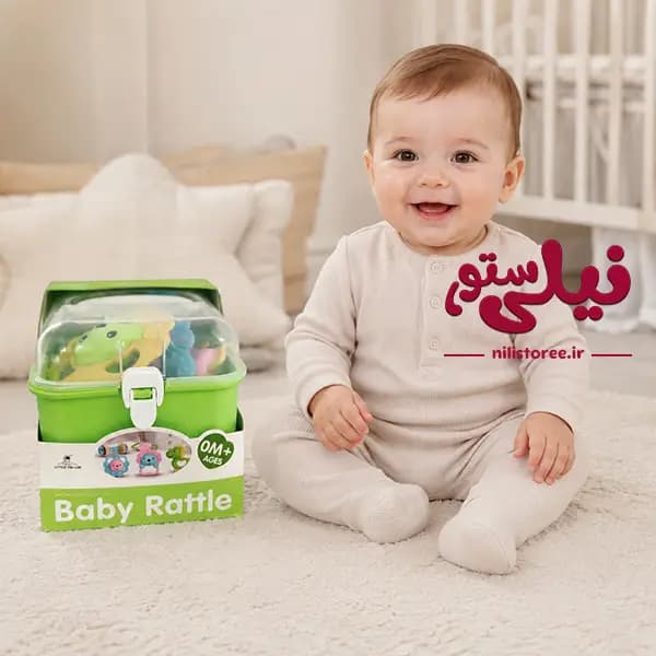 پک جغجغه جعبه ای نوزاد 5 عددی طرح شیر برند Baby Rattle کد3172