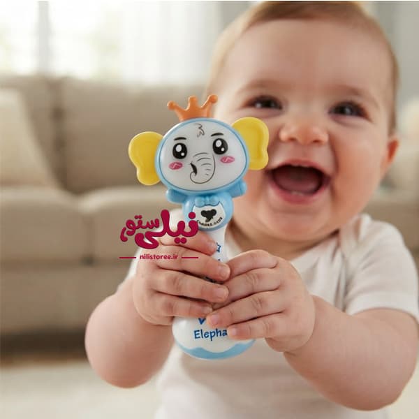 اسباب بازی موزیکال نوزاد طرح فیل تاج دار برند JIALEGU TOYS کد 79D