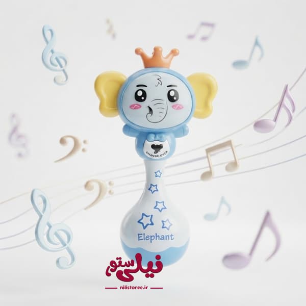 اسباب بازی موزیکال نوزاد طرح فیل تاج دار برند JIALEGU TOYS کد 79D — تصویر ۲
