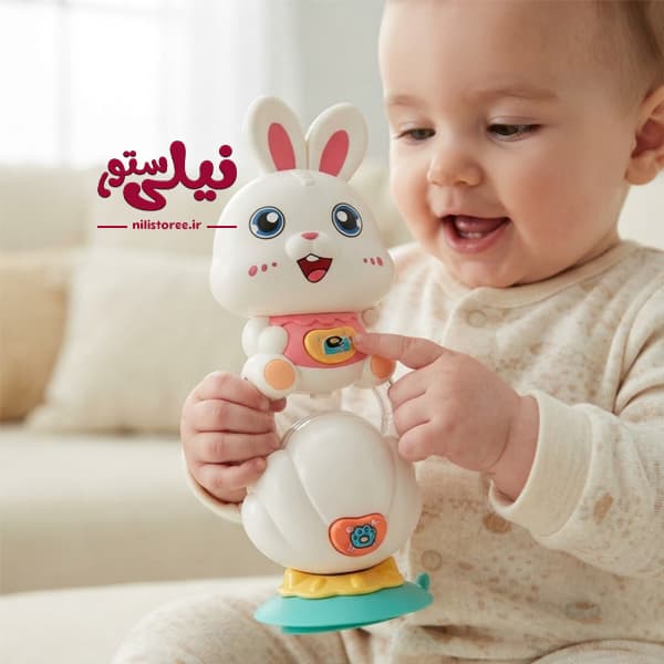 جغجغه موزیکال نوزاد طرح خرگوش برند JIALEGU TOYS کد 208D