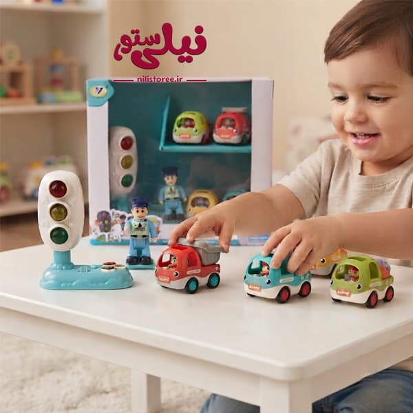 اسباب بازی موزیکال ماشین آلات ساختمانی 6 تکه برند HINLEBAO TOYS کد 33H