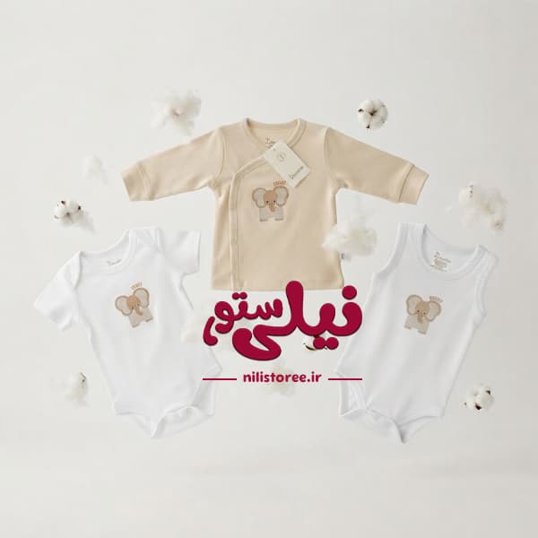 ست 5 تکه لباس نوزاد طرح فیل باهوش کد 620 برند دانالو Danaloo — تصویر ۲