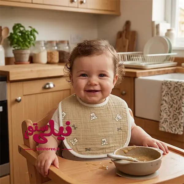 پیش بند نوزاد 2 عددی طرح گل و خرس پاپیون برند دولانو Dolano — تصویر ۲