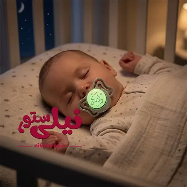 پستانک شب رنگ نوزاد 2 عددی طرح ستاره 6 تا 16 ماه برند چیکو chicco