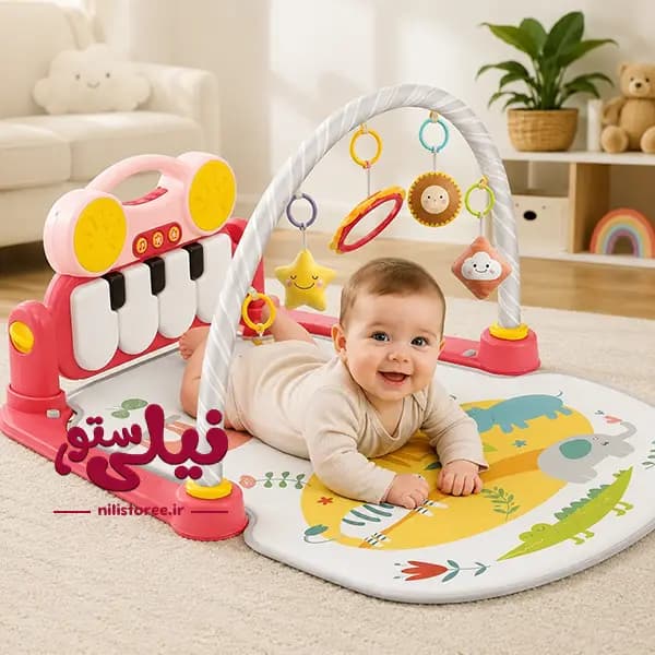 تشک بازی نوزاد طرح شیر رنگ صورتی برند هانگر Huanger کد 0636