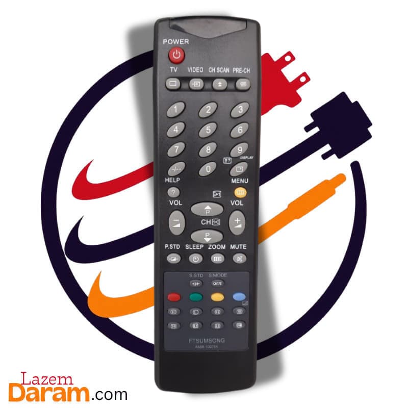 ریموت کنترل تلویزیون سامسونگ SAMSUNG مدل AA59-10075K (مخصوص تلویزیون‌های لامپی و فلت، آماده‌به‌کار بدون کددهی)