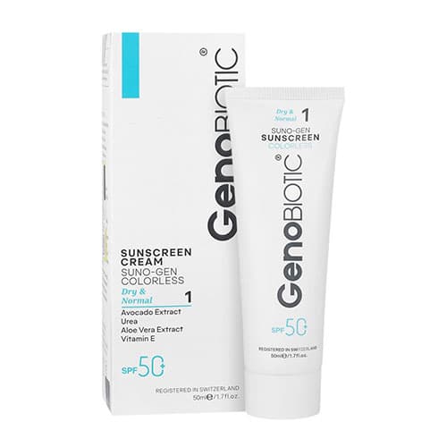 كرم ضد آفتاب ژنوبایوتیک مناسب پوست های خشک و معمولی با SPF50 وزن 50 گرم – بی رنگ — تصویر ۲
