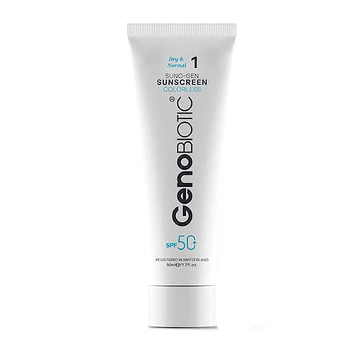 كرم ضد آفتاب ژنوبایوتیک مناسب پوست های خشک و معمولی با SPF50 وزن 50 گرم – بی رنگ