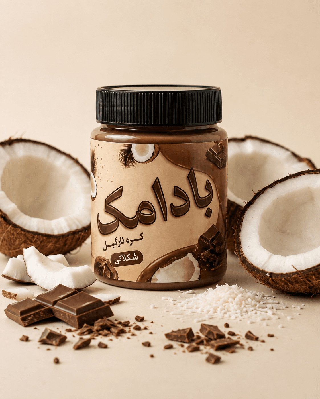 کره نارگیل شکلاتی خالص بادامک