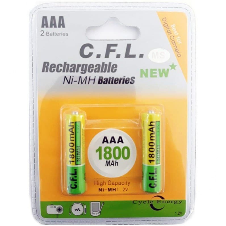باتری شارژی نیم قلمی CFL 1800ML | باتری AAA قابل شارژ