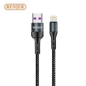 کابل شارژ آیفون رنجر RJ44 | کابل لایتنینگ فست شارژ 3.1 آمپر RENJER — تصویر ۲