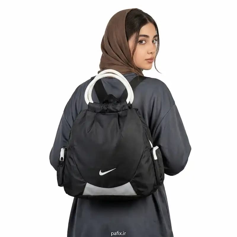 ساک ورزشی سه کاره دسته طنابی پارچه خلبانی کد 10278 — تصویر ۲
