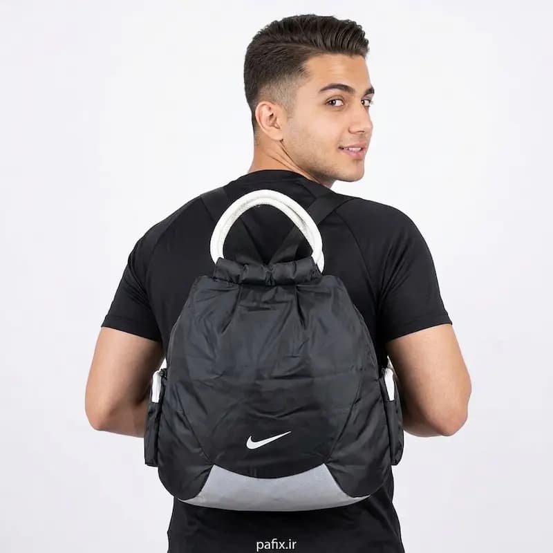 ساک ورزشی سه کاره دسته طنابی پارچه خلبانی کد 10278 — تصویر ۳