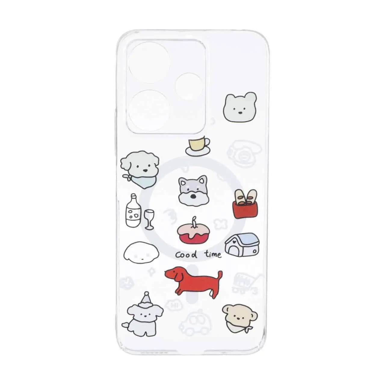 قاب Cute کریستالی طرح مگ سیف محافظ لنزدار Xiaomi Redmi 13X / Redmi 13 4G / Poco M6 4G – کد 6