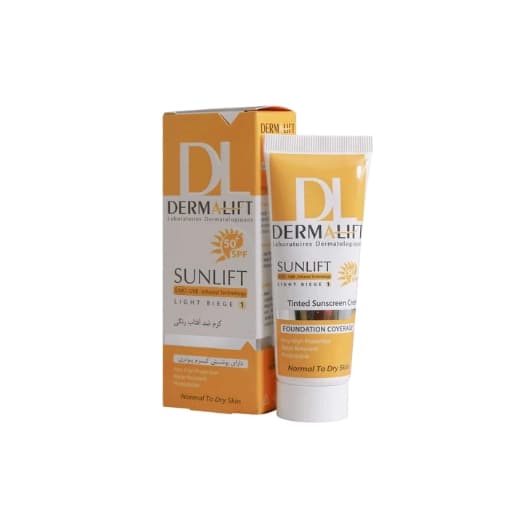 کرم ضد آفتاب SPF50 درمالیفت مناسب پوست خشک و معمولی شماره 1 (بژ روشن) 40ml — تصویر ۳
