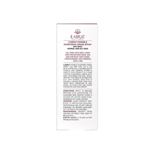 کرم ضدآفتاب ضدلک بی‌رنگ ایلابرت ilabrat Invisible Sunscreen +SPF30 40ml — تصویر ۴