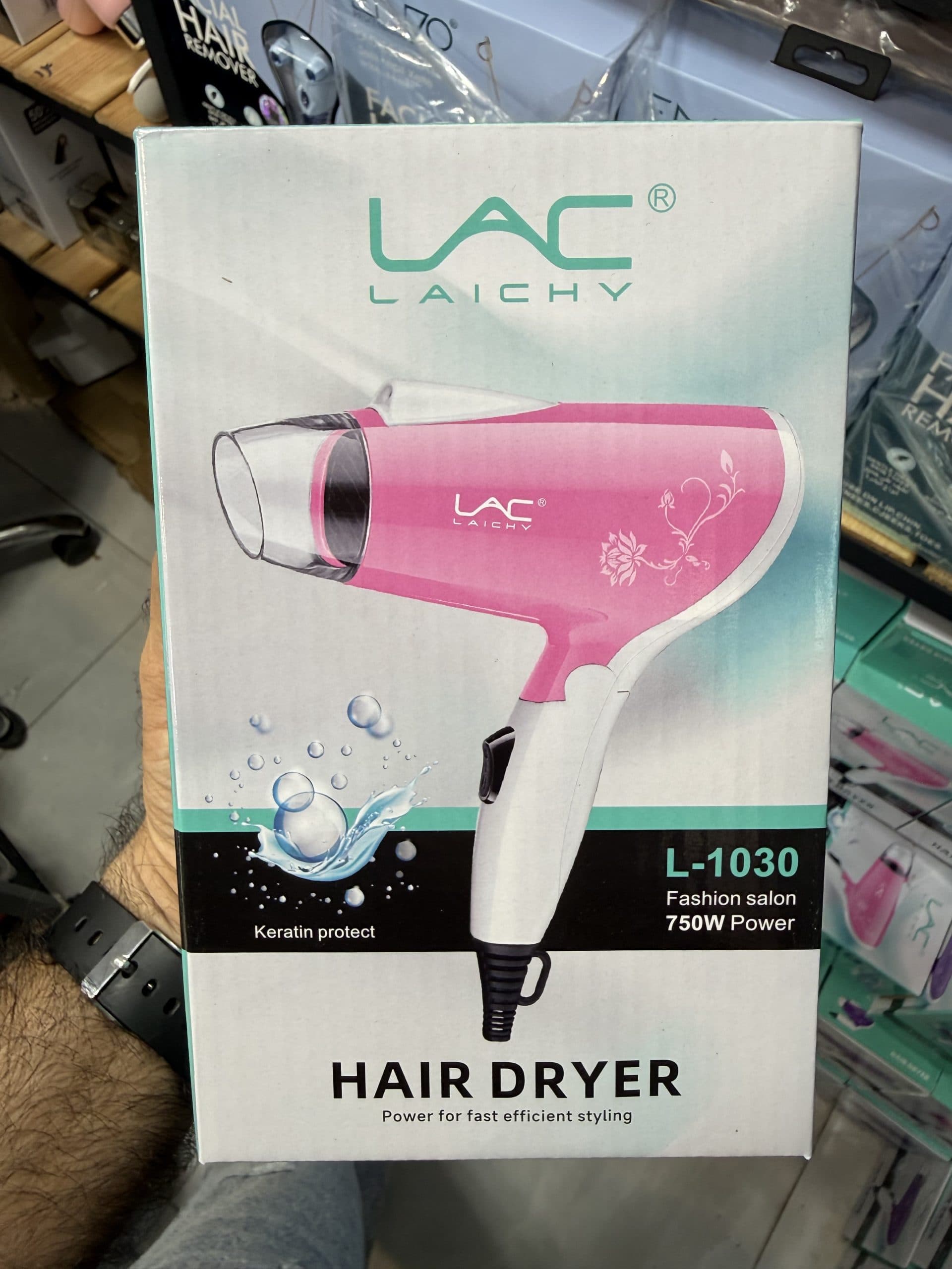 سشوار مسافرتی لایچی مدل LAC Laichy L-1030 توان ۷۵۰ وات با قابلیت یون و باد سرد اورجینال (عمده و تک) — تصویر ۳