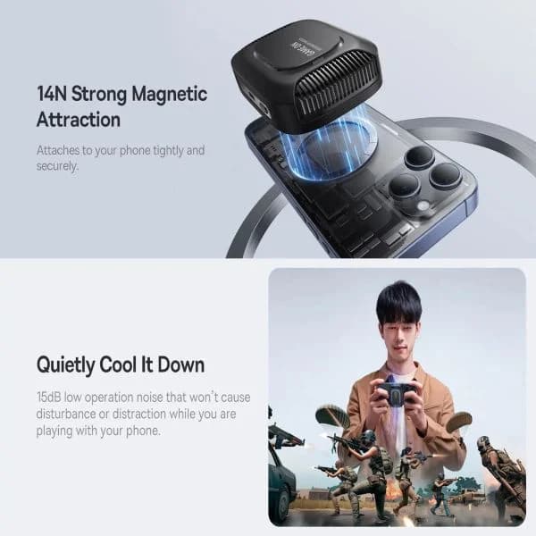 شارژر رومیزی 15 وات بیسوس مدل 15W Wireless Charger Magnetic Phone Cooler — تصویر ۸