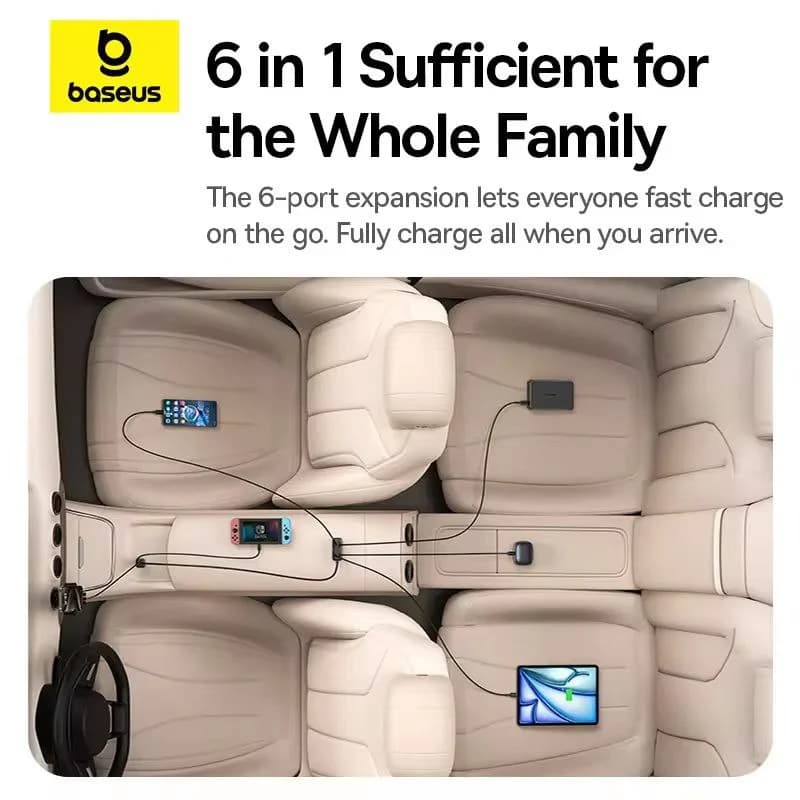 شارژر فندکی 110 وات 6 پورت بیسوس مدل BackseatPal L1 — تصویر ۷