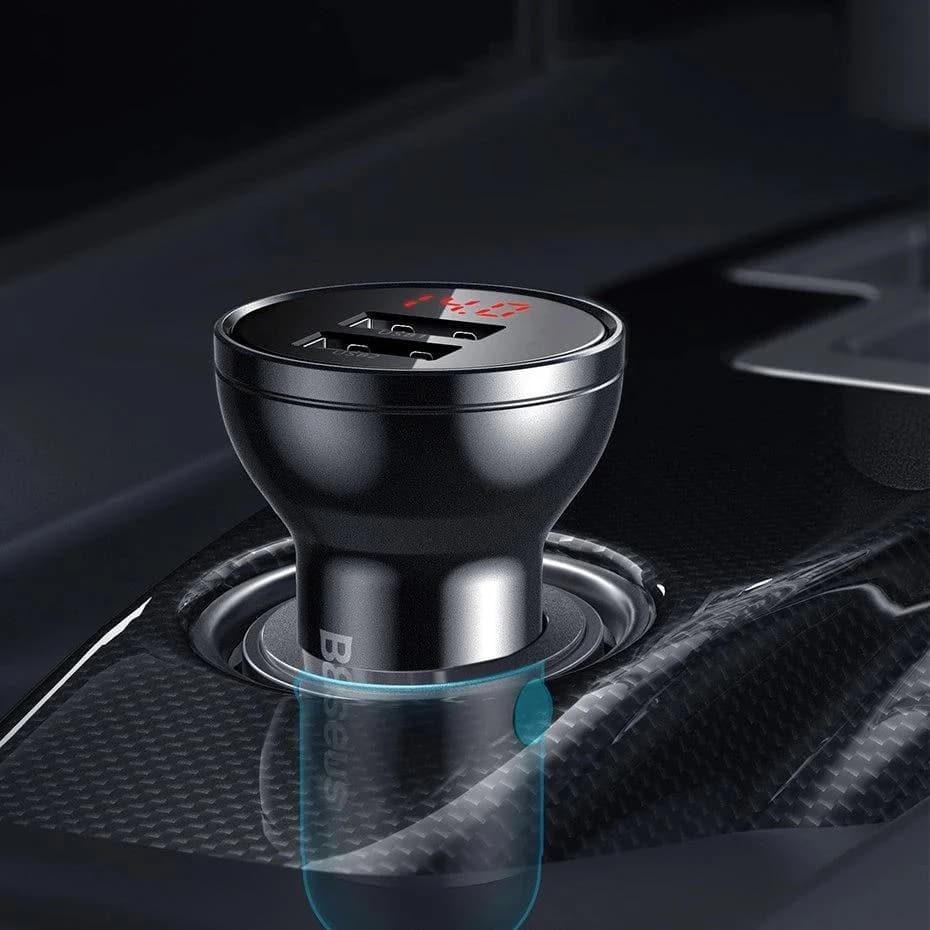 شارژر فندکی باسئوس مدل Car Charger Suit-24W به همراه کابل تبدیل microUSB/ USB-C / لایتنینگ — تصویر ۳