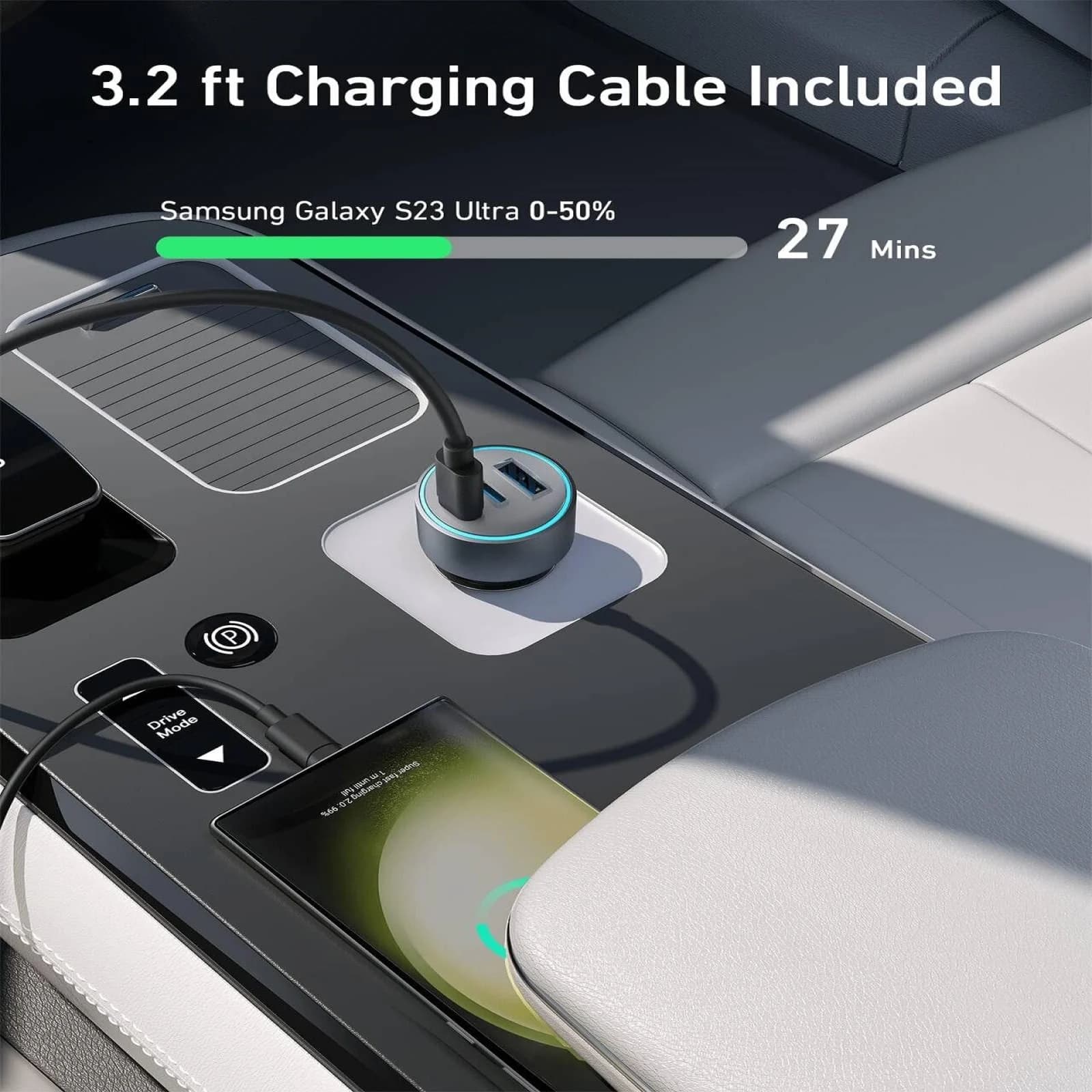 شارژر فندکی 67 وات سه پورت انکر مدل A2736H11 به همراه کابل usb c — تصویر ۵