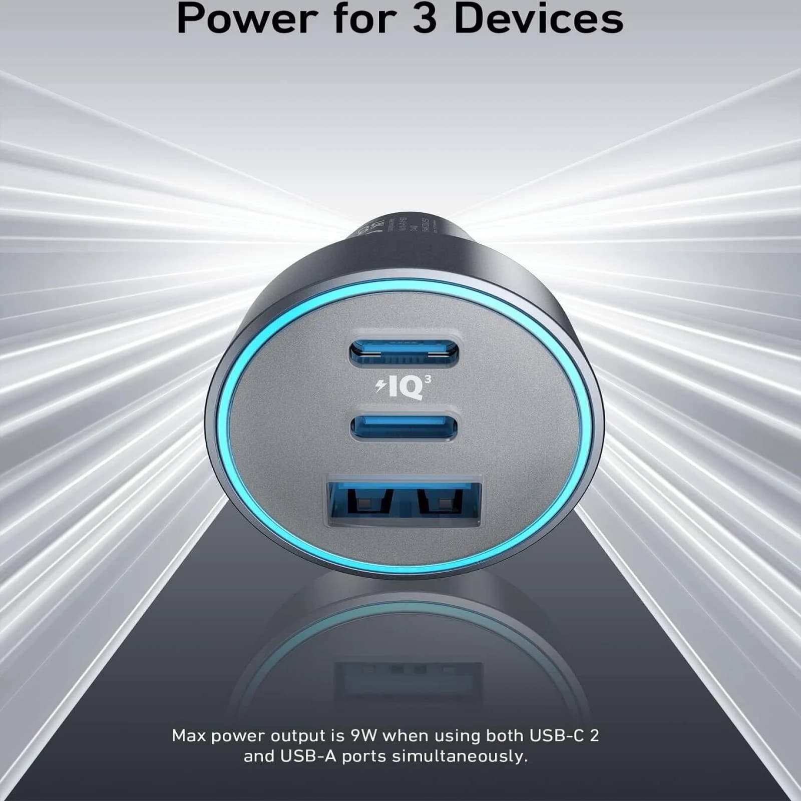 شارژر فندکی 67 وات سه پورت انکر مدل A2736H11 به همراه کابل usb c — تصویر ۳