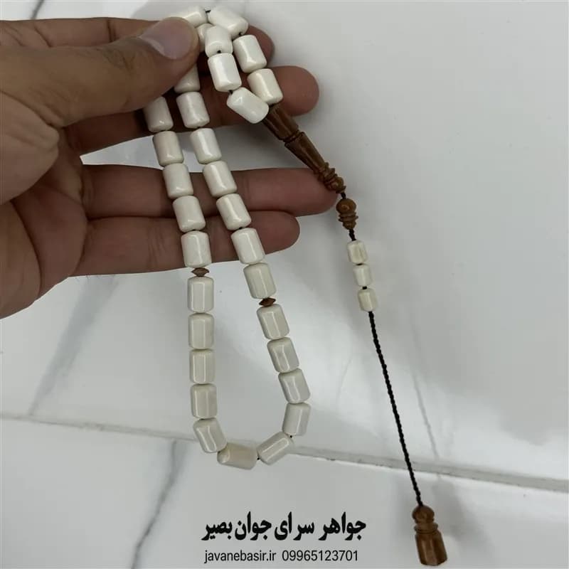تسبیح استخوان شتر مصری با دانههای کشکول — تصویر ۲