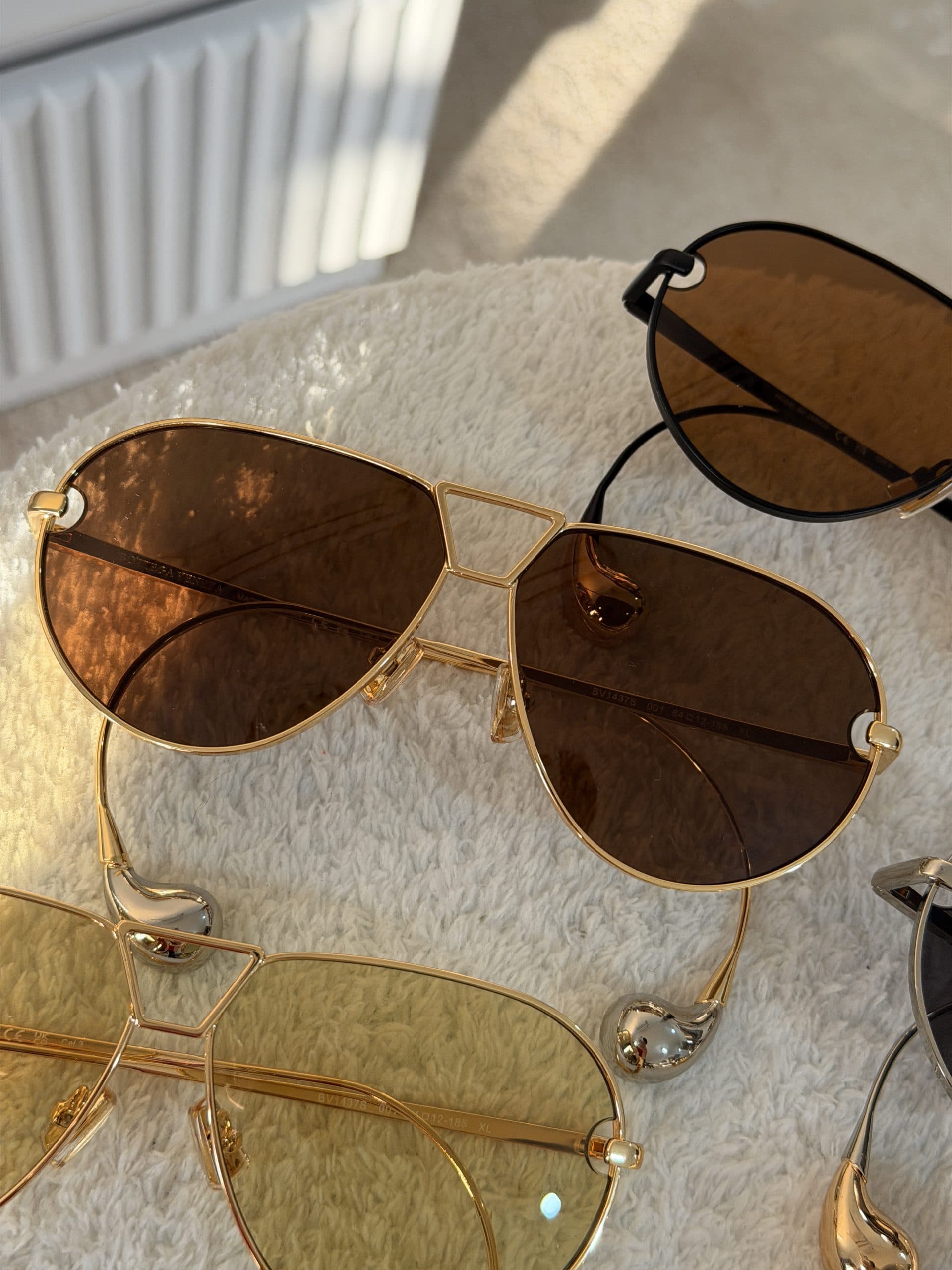 عینک آفتابی بوتگا ونتا Bottega Veneta فریم چندضلعی فلزی UV400 — تصویر ۳