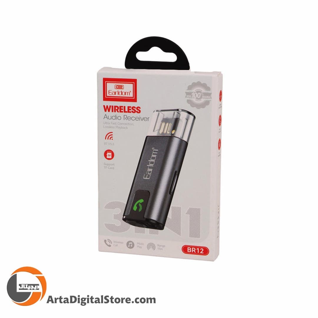 دانگل بلوتوث خودرو Earldom ET-BR12 AUX Wireless Audio Receiver Gray — تصویر ۵