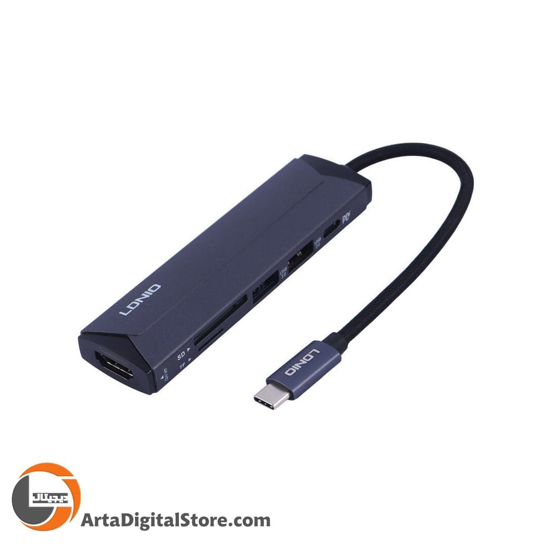هاب تایپ سی Ldnio DS-56H Type-C To USB 3.0/USB 2.0/HDMI/SD /TF/Type-C 6Port Type-C Hub — تصویر ۳