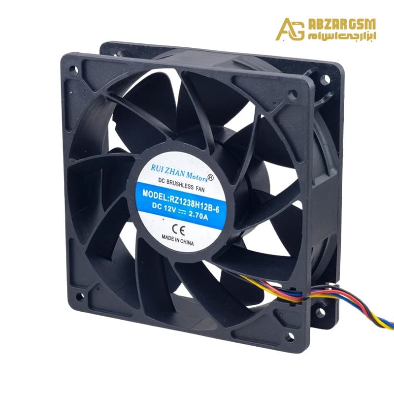 جت فن 12V-2.7A سایز 12x12x3.8cm مارک RUI ZHAN Motors مدل RZ1238H12B