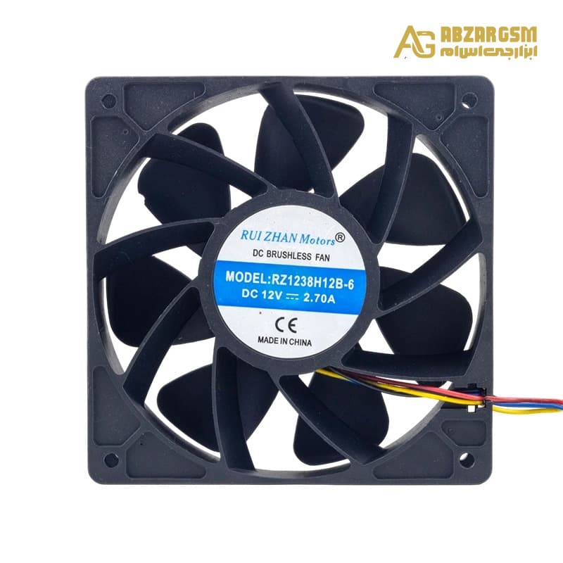 جت فن 12V-2.7A سایز 12x12x3.8cm مارک RUI ZHAN Motors مدل RZ1238H12B — تصویر ۲