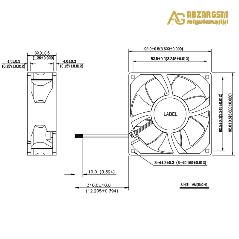جت فن 12V-1.43A سایز 9.2×9.2×3.2cm با محافظ فلزی مارک DELTA ELECTRONICS مدل AFC0912DF — تصویر ۵