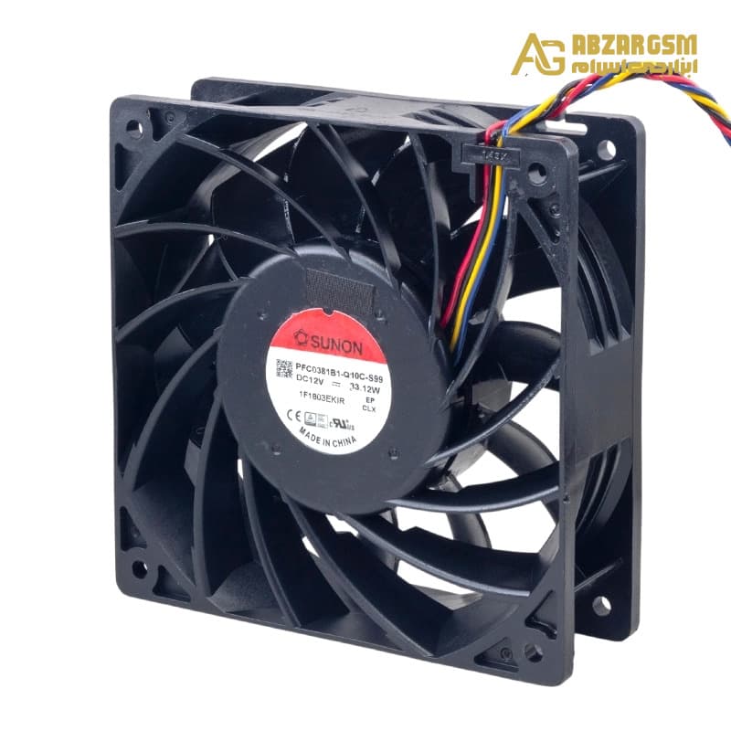 جت فن 12V-2.76A سایز 12x12x3.8cm مارک SUNON مدل PFC0381B1-Q10C-S99