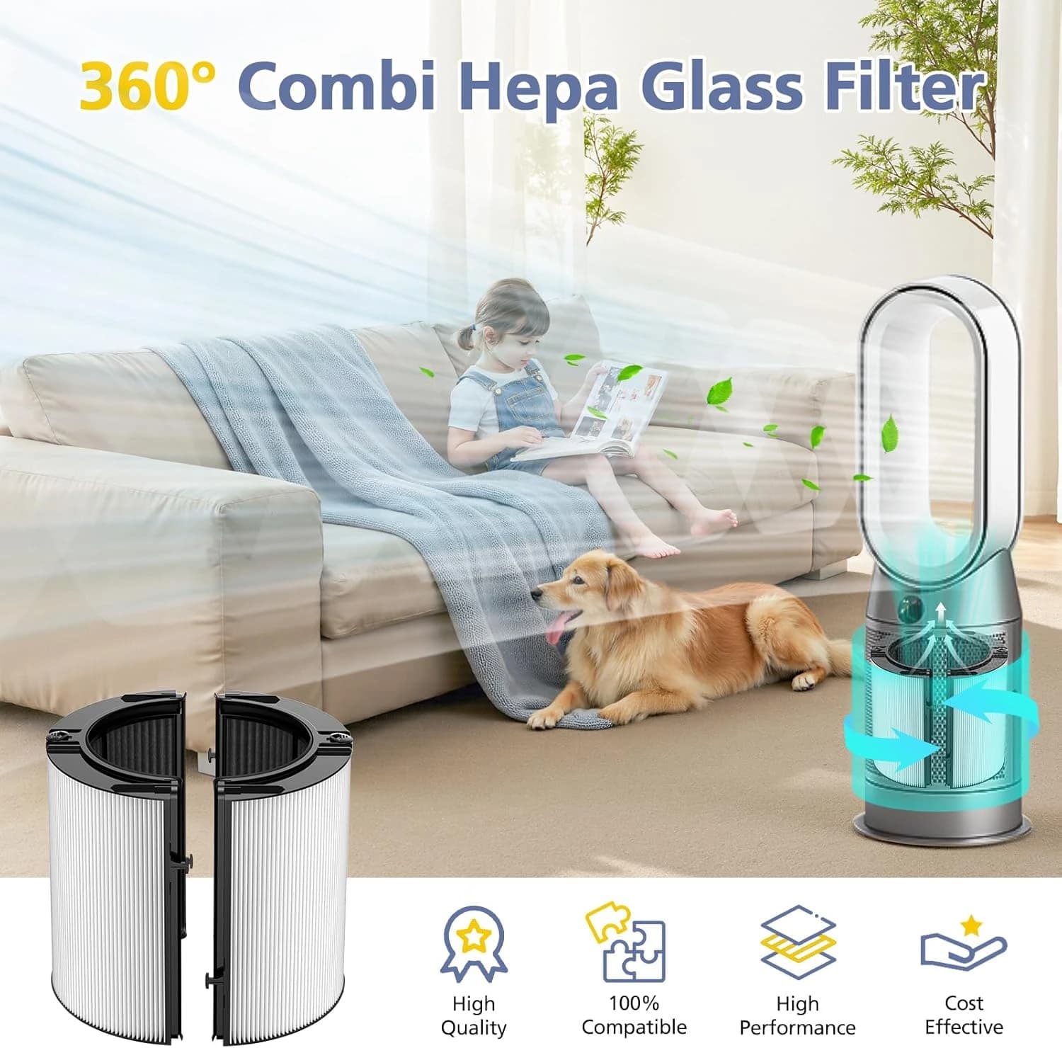 فیلتر تصفیه هوا دایسون با کربن فعال مدل Dyson 360° Glass HEPA+Carbon (غیر اصل) — تصویر ۳