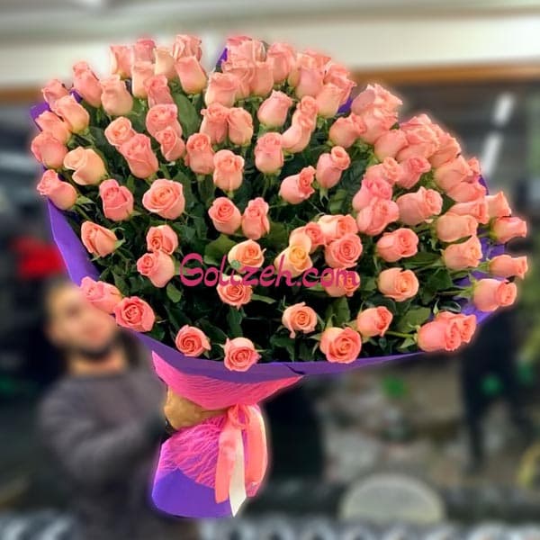 رز صورتی هلندی 100 شاخه — تصویر ۲