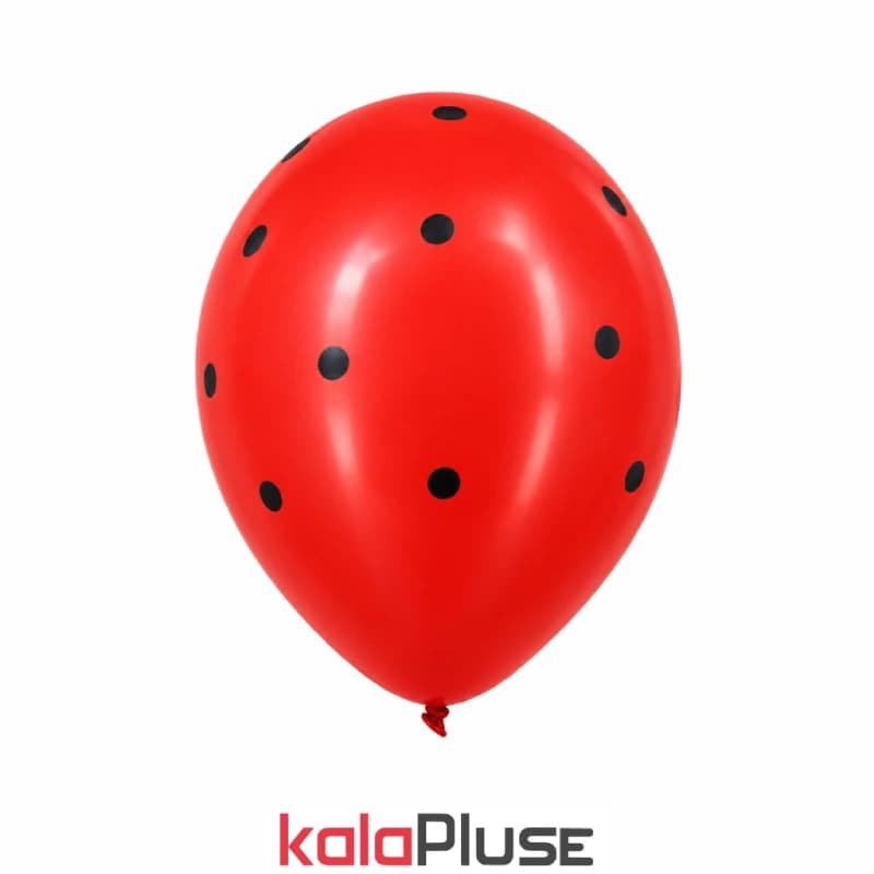 بادکنک قرمز خال مشکی 5 عددی