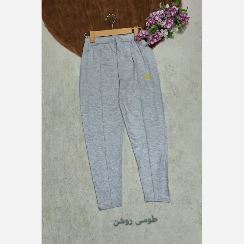 شلوار ورزشی و خانگی زنانه جنس گلکسی پنبه ملانژ فری سایز — تصویر ۴