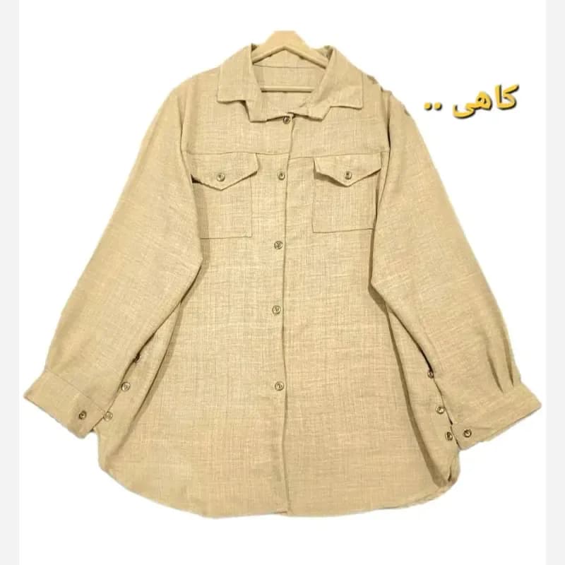 شومیز مانتویی بغل دکمه شانتون فری سایز — تصویر ۳