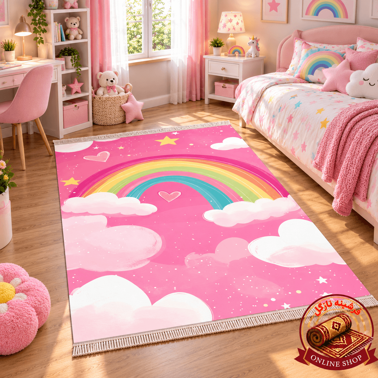 فرشینه اتاق نوزاد دختر طرح رنگین کمان 3291